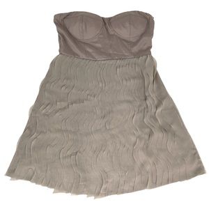 Doe & Rae Strapless Ruffle Dress, Taupe, Medium